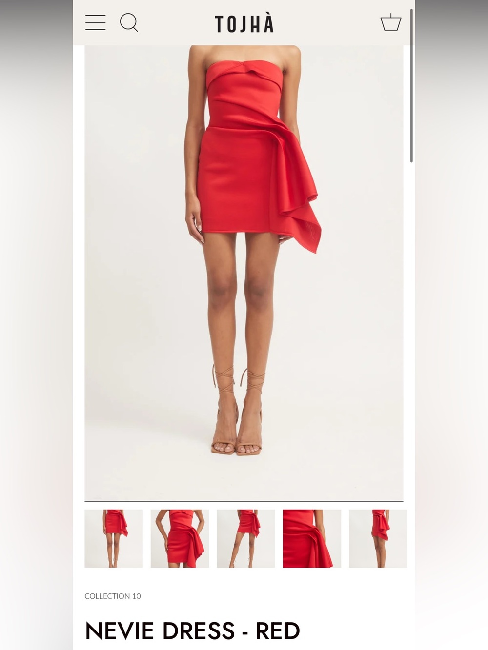 Tojhà Nevie Red Draped Mini Skirt